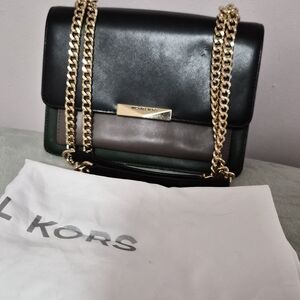 Michael Kors Women's Tricolor Leather Shoulder Bag in Black/Gray/Green